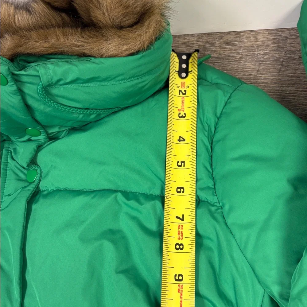 Talbots Plus Petite Faux Fur Trim Puffer Coat Green (Size 2XP)